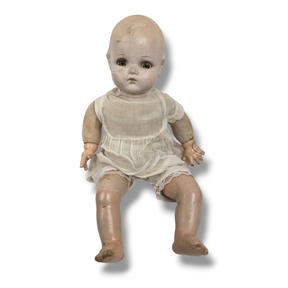 Antique Composition Baby Doll Haunted Vibe Halloween Stage Theater Prop Creepy 2